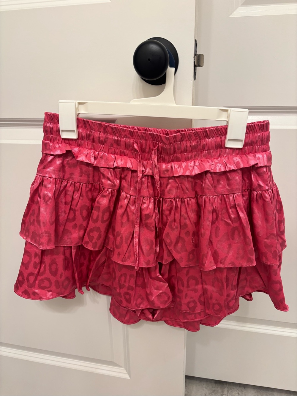 Pink Tiered Ruffle Skort with Animal Print